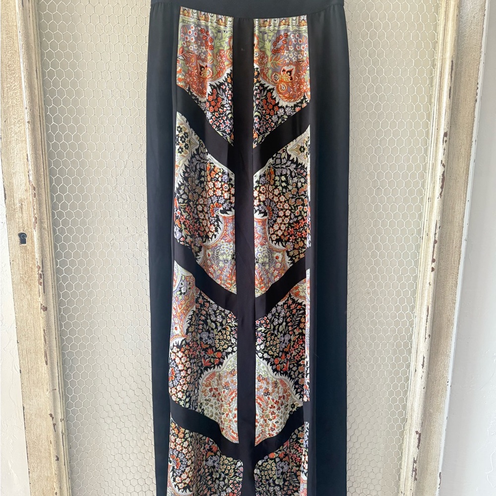BCBGMaxAzria Black and Multicolor Maxi Skirt